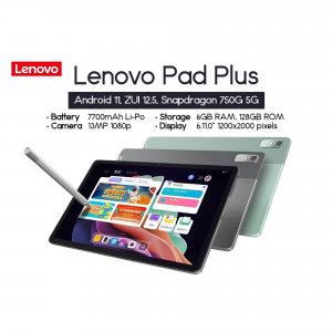 Lenovo Pad Plus 5G tablet with stylus and specifications