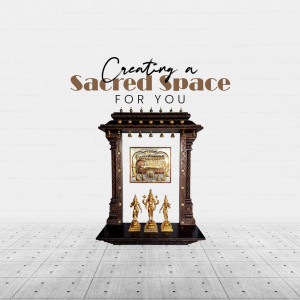 Image of a traditional Indian home temple with deities