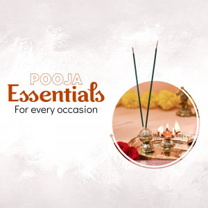 Pooja essentials including incense sticks, flowers, and a diya on a silver plate.