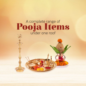 Assortment of traditional Pooja items for Hindu worship