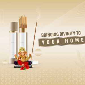 Ganesh idol with incense sticks and decorative elements