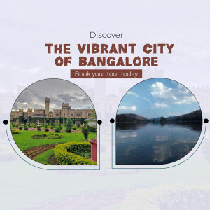 Promotional image for Bangalore tourism featuring iconic landmarks.
