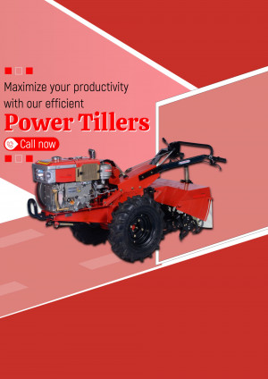 Red power tiller agricultural machine for farming
