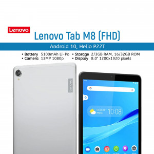 Lenovo Tab M8 (FHD) Android Tablet - Front and Back View