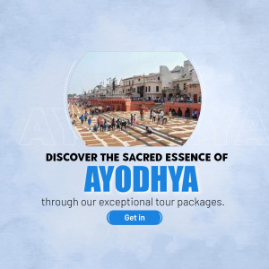 Image of Ayodhya with text promoting tour packages