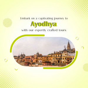 Promotional image for Ayodhya tours with a view of the city skyline.