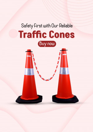Two orange traffic cones with a chain barrier, promoting safety and traffic control.