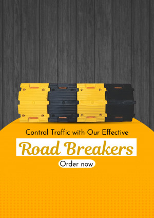 Yellow and black road breakers with text 'Control Traffic with Our Effective Road Breakers'