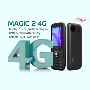 itel Magic 2 4G mobile phone with display and battery specifications