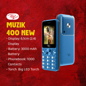 itel Muzik 400 New mobile phone with built-in microphone
