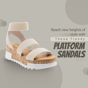 Beige platform sandals with a cork wedge heel