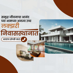 Advertisement for luxury residential properties with modern architecture and amenities.