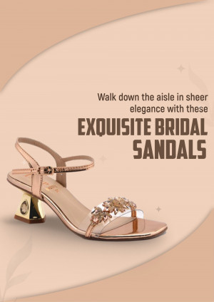 Rose gold bridal sandals with a unique heel design