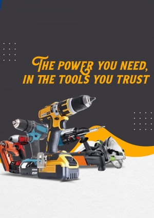 Assortment of power tools including drills, impact drivers, and saws.