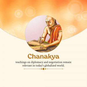 Illustration of Chanakya, an ancient Indian teacher and philosopher, writing on a scroll.