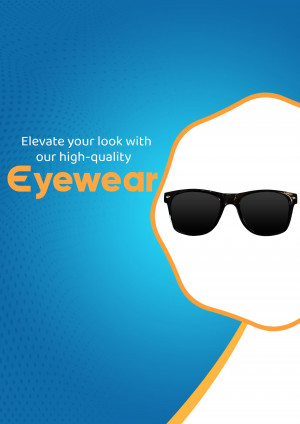 Close-up of black sunglasses on a blue and orange background