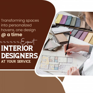 Interior designer working on a floor plan with fabric swatches
