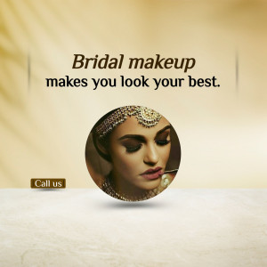 Close-up of a bride with stunning makeup, promoting bridal makeup services.