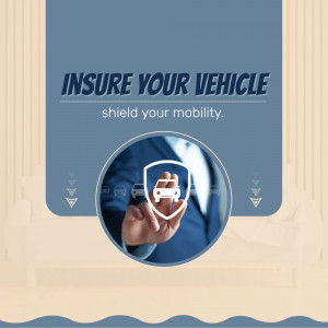 Image promoting vehicle insurance with a hand holding a shield icon with a car inside.