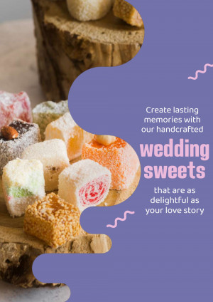 Assortment of colorful Turkish Delight and other sweets arranged for a wedding celebration.