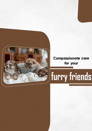 Image of adorable puppies in a basket with text promoting compassionate pet care.