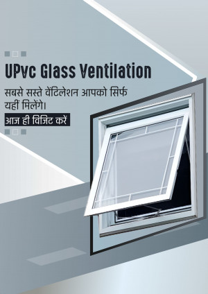 UPVC Glass Ventilation window with text in English and Hindi