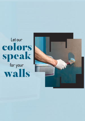 Hand painting a wall with a brush, showcasing color options.