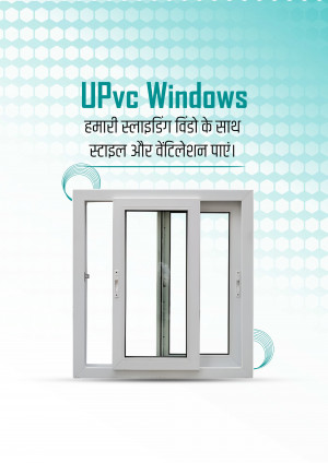 White UPVC sliding window with a hexagonal background