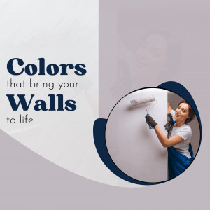 Woman painting a wall with a paint roller