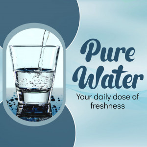 Glass of water with the text 'Pure Water' and tagline 'Your daily dose of freshness'