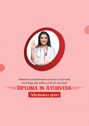 Woman in white coat with stethoscope promoting Ayurveda diploma program