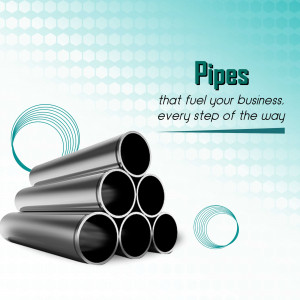 Stack of black pipes with text 'Pipes that fuel your business, every step of the way'