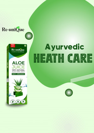 Re-unique Ayurvedic Aloe Vera Juice product packaging