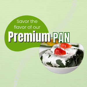 Close-up of Premium Pan dish with a green background