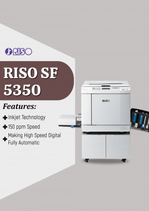RISO SF 5350 digital duplicator printer with features listed