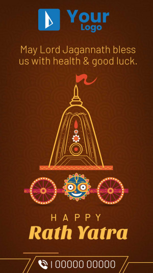 Rath Yatra festival greeting with Jagannath Temple illustration