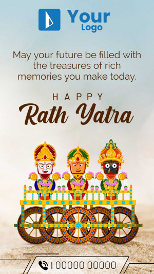 Rath Yatra festival greeting with deities and chariot