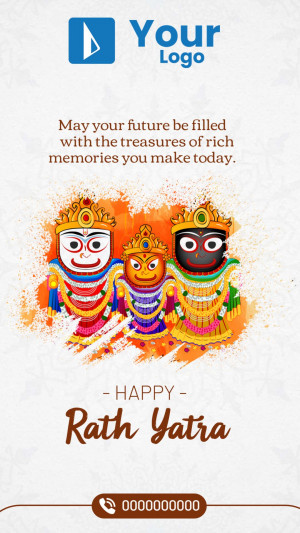 Rath Yatra festival greeting with Lord Jagannath and siblings