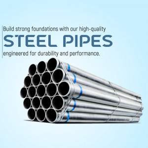 Stack of galvanized steel pipes for construction