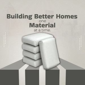 Stack of concrete blocks with text 'Building Better Homes one Material at a time'