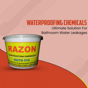 Container of Razon Bath Fix waterproofing chemical for bathroom leakages