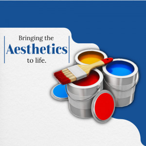 Paint cans with brushes and color swatches