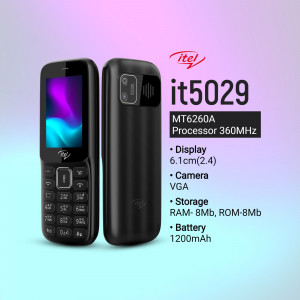 Black itel it5029 feature phone with specifications