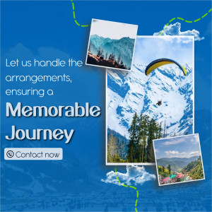 Travel advertisement featuring paragliding and mountain scenery.