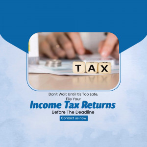 Image depicting hands with tax blocks and a reminder to file income tax returns before the deadline.