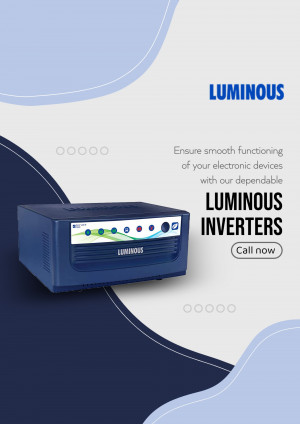 Luminous Inverter advertisement with a blue and white color scheme
