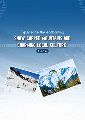 Scenic view of snow-capped mountains with skiing and paragliding activities.