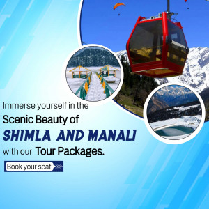 Scenic view of Shimla and Manali with cable car and snow-covered landscapes