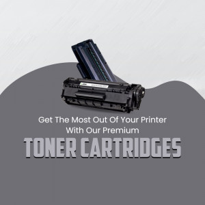 Image of toner cartridges with text promoting premium quality and printer optimization.