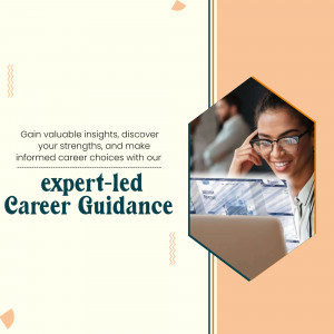 Woman with glasses looking at laptop with text 'Expert-led Career Guidance'